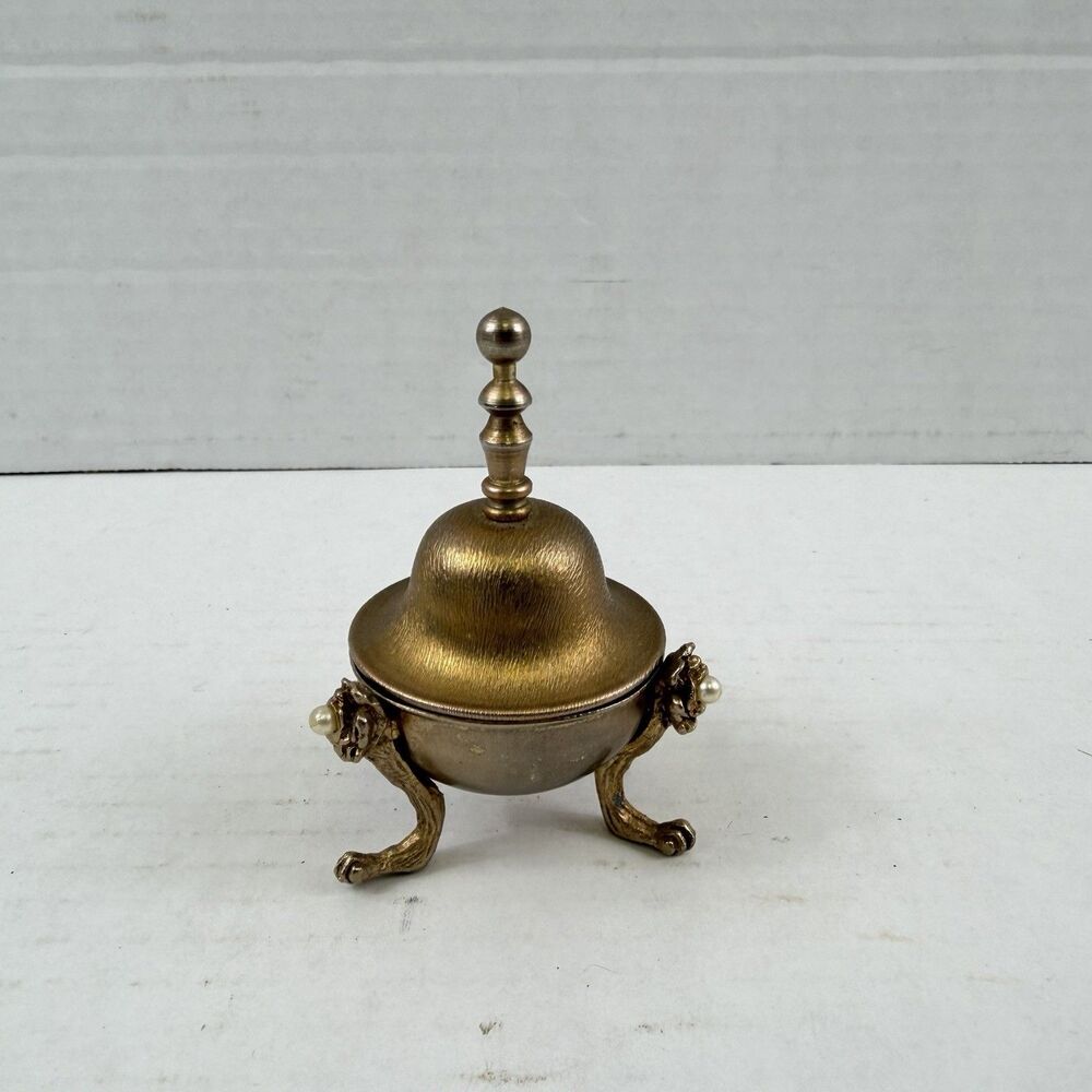 Vintage Brass Dinner Bell 3” Tall Claw Feet